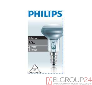 Лампа накаливания Refl 60Вт E14 230В NR50 30D 1CT/30 Philips 923348744206