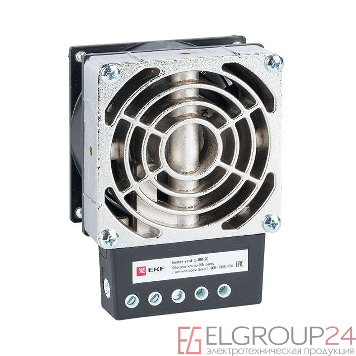 Обогреватель на DIN-рейку с вентилятором 100Вт 230В IP20 Quardo PROxima EKF heater-vent-q-100-20