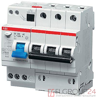 Выключатель автоматический дифференциального тока 3п C 25А 30мА тип AC DS203 5мод. ABB 2CSR253001R1254