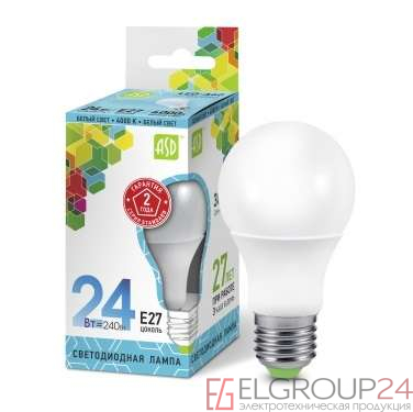 Лампа светодиодная LED-A65-standard 24Вт грушевидная 230В E27 4000К 2160лм ASD 4690612014272