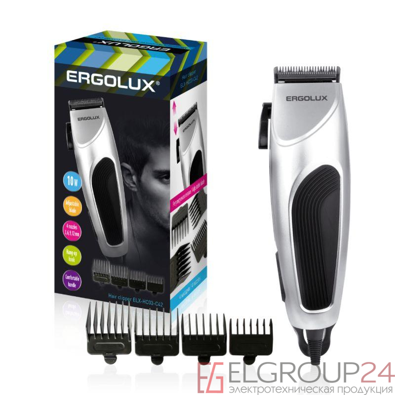 Машинка для стрижки волос ELX-HC03-C42 10Вт 220-240В серебр. Ergolux 13960 0