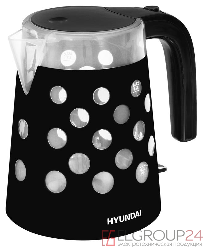 Чайник HYK-G2012 1.7л. 2200Вт (пластик) черн./прозр. HYUNDAI 1433126 0