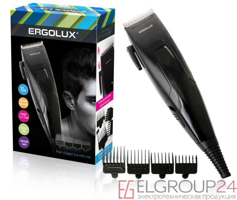 Машинка ELX-HC01-C48 для стрижки волос 15Вт 220-240В черн. Ergolux 13135 0
